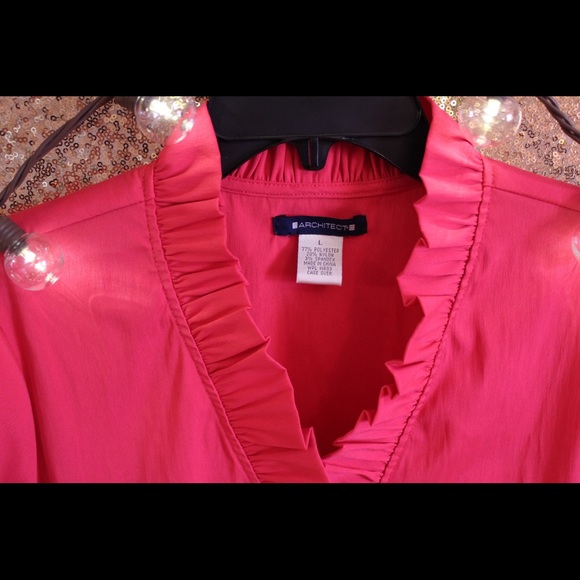 Architect Ruffle Blouse - Fuchsia - Picture 3 of 11